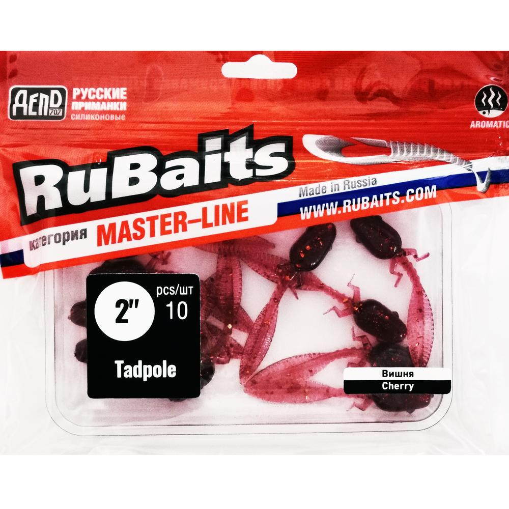 10 шт 5 см Силиконовая приманка креатура головастик слаг RuBaits Tadpole Рыболовная приманка для рыбалки на окуня на щуку на форель на судака На спиннинг джиг микроджиг 0,9 гр.