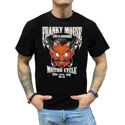 Футболка Franky Mouse Live nonsense Motorсycle (черт и поршни) (S / черный)