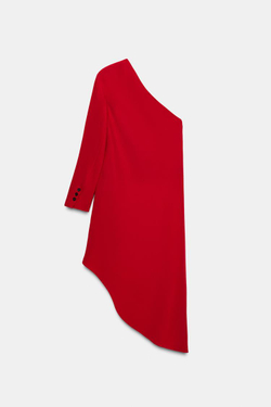 ZARA ДЛИННОЕ АСИММЕТРИЧНОЕ ПЛАТЬЕ ИЗ КОЛЛЕКЦИИ ZW, КРАСНЫЙ