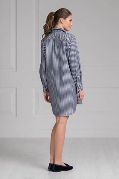 Хлопчатобумажная сорочка-рубашка в тонкую полоску (Размер: XL) (Цвет: серый)