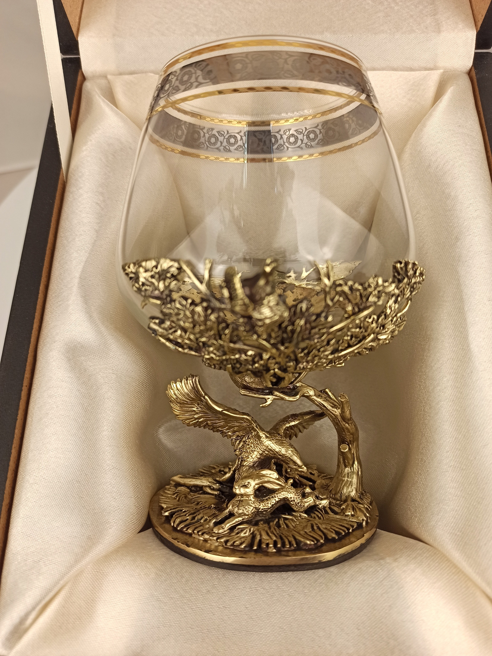 Бокал для коньяка "Орлиная охота" в подарочном футляре