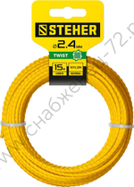 STEHER ВИТОЙ КВАДРАТ, 2.4 мм, 15 м, леска для триммера (75020-2.4)