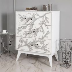 Комод Oliva Branch (Олива Бранч) с 3 ящиками Айс Античное серебро