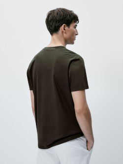 MASSIMO DUTTI Футболка из рельефного хлопка, хаки