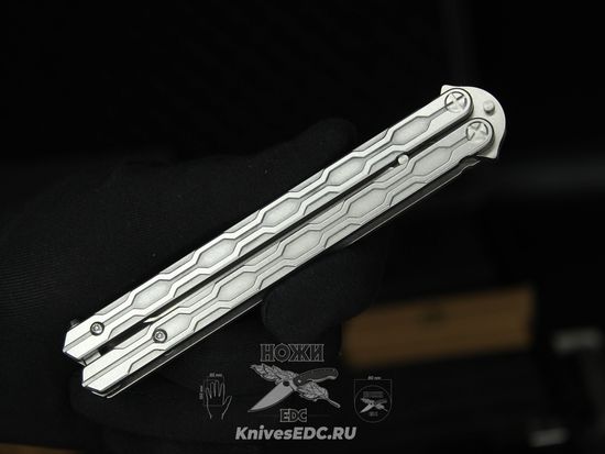 Складной нож бабочка REPTILIAN "Плазма-01" c клинком из стали D2, рукоять титан