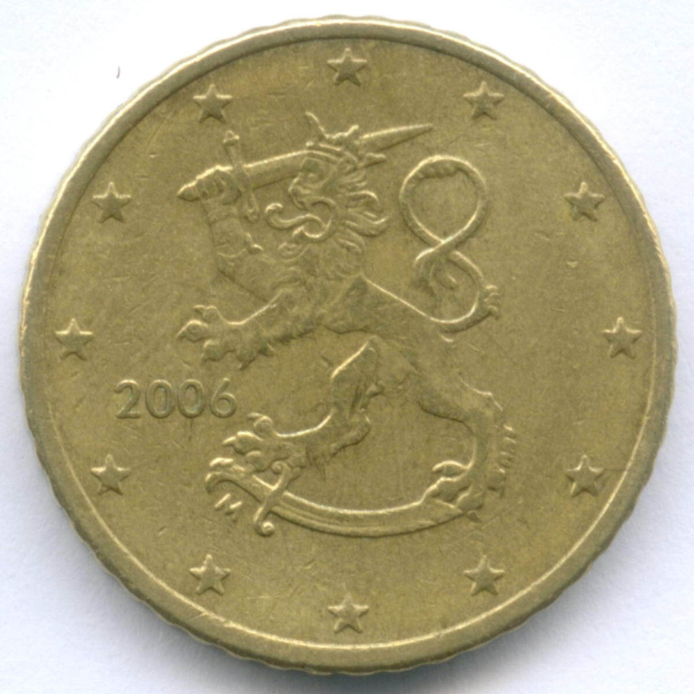 50 евроцентов 2006 год. Финляндия. Регулярный выпуск. Тип 1. Нордик VF-XF
