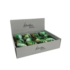 Набор стеклянных украшений Акварель зеленая 80 мм., 12 шт., ChristmasDe Luxe (87196)