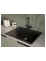 RIVELATO Мойка AXEL 70 1-чаша 730*520мм, монтаж: врезной, материал: кварц, цвет: черный