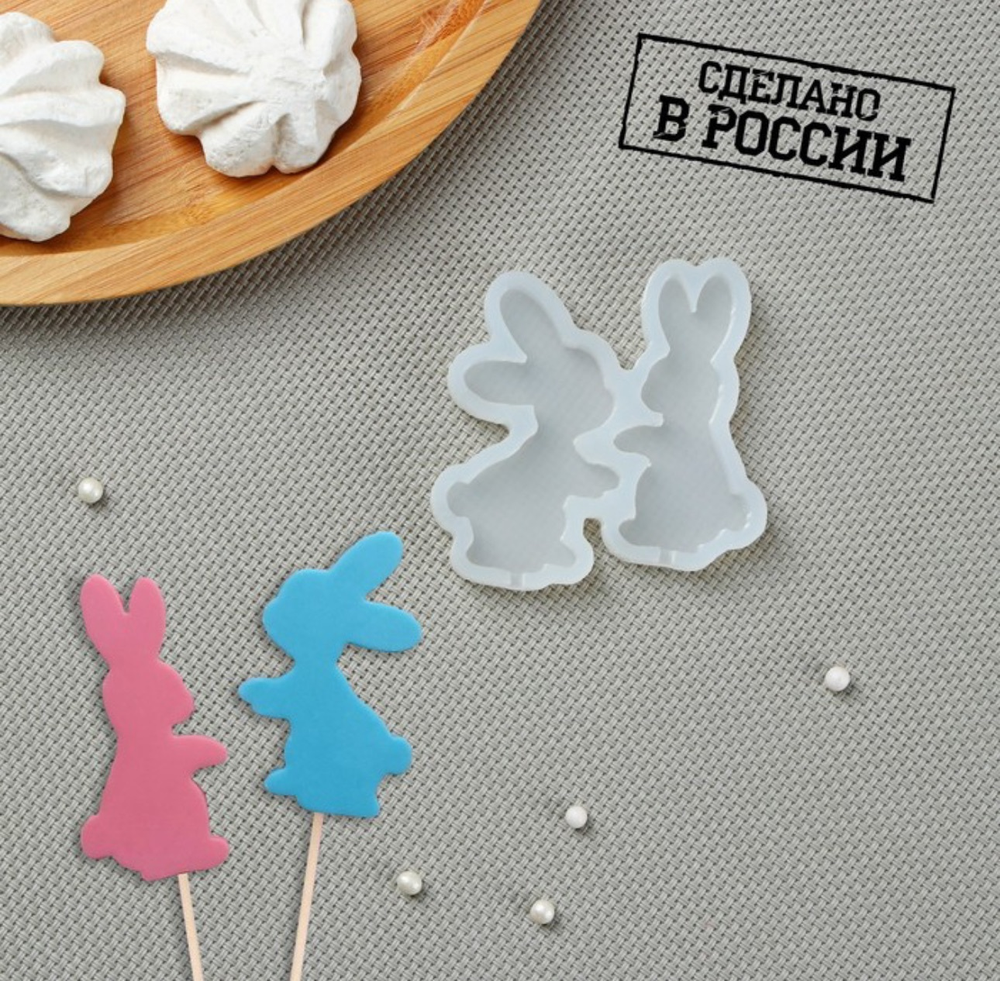 Молд «Пара зайчиков», цвет прозрачный