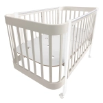 Кровать детская Indigo Italiano Baby продольный маятник на колесах кашемир-белый