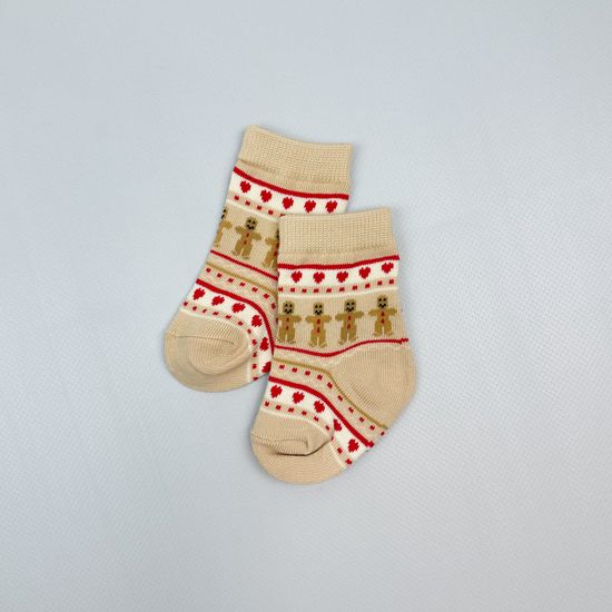 Носочки хлопковые Новогодние, Светло-бежевые