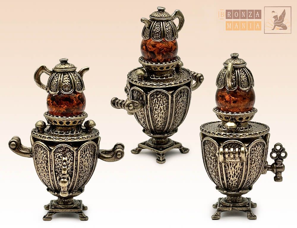 фигурка Самовар боярский с янтарем