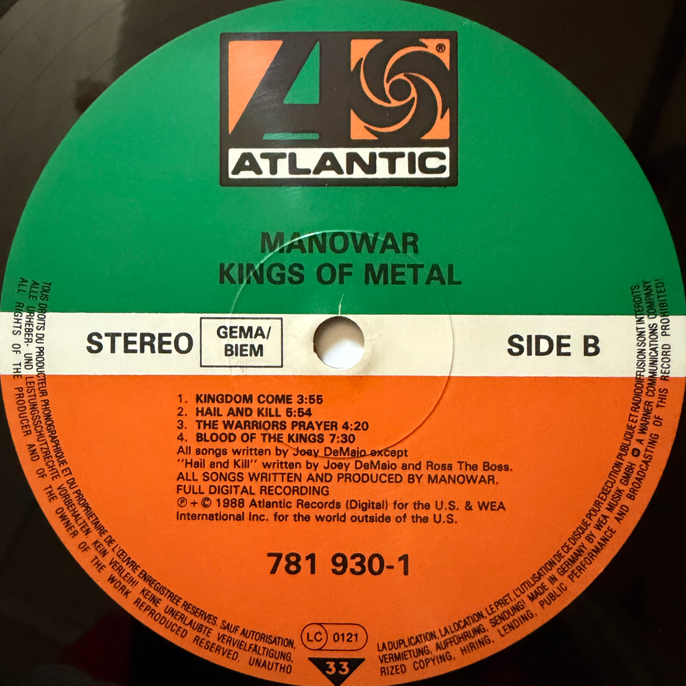 Manowar ‎– Kings Of Metal (Германия 1988г.)