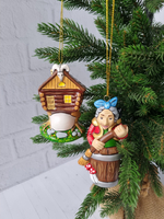 Избушка на курьих ножках ёлочная игрушка из фарфора