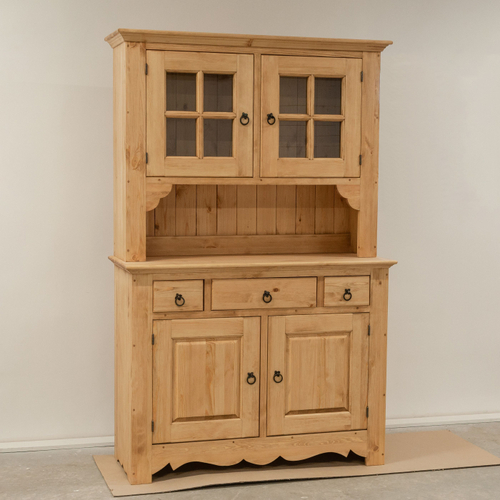 Шкаф буфет для кухни Прованс 4 двери 3 ящика из массива сосны (верхняя и нижняя часть буфета)