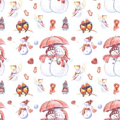 Влюбленные снеговики по зонтом