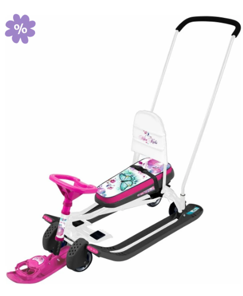 Снегокат NIKA KIDS Тимка Спорт 6 TC6/Б2 (белый/бабочки) с ручкой