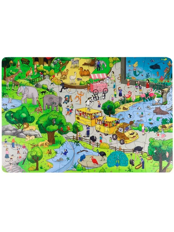 Пазлы для детей 4 5 6 лет Виммельбух Зоопарк 24 элемента