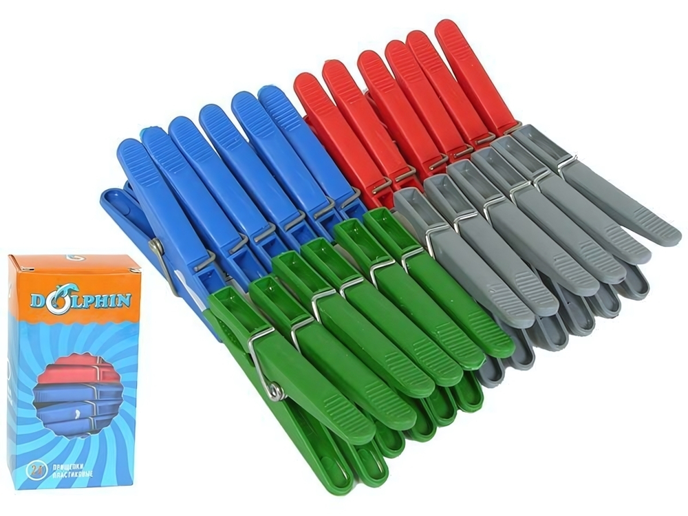 Прищепка пластмассовая 24шт Dolphin