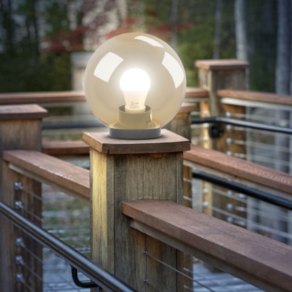 Садово-парковый светильник ЭРА НТУ 01-100-303 шар золотистый на опору / кронштейн IP44 Е27 max100Вт d300mm | Садово-парковые светильники