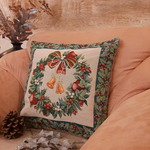 Декоративная гобеленовая наволочка для диванной подушки Рождественский венок 47*47