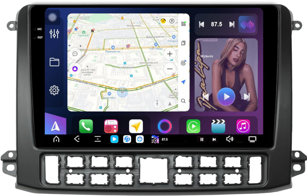 Магнитола для ГАЗ Газель НН 2019+, Соболь НН 2022+ (рамка черная) - FarCar GX10-9711B монитор 10.36" 2K QLED на Android 14, TS20, 6+128Гб, CarPlay, 4G SIM-слот