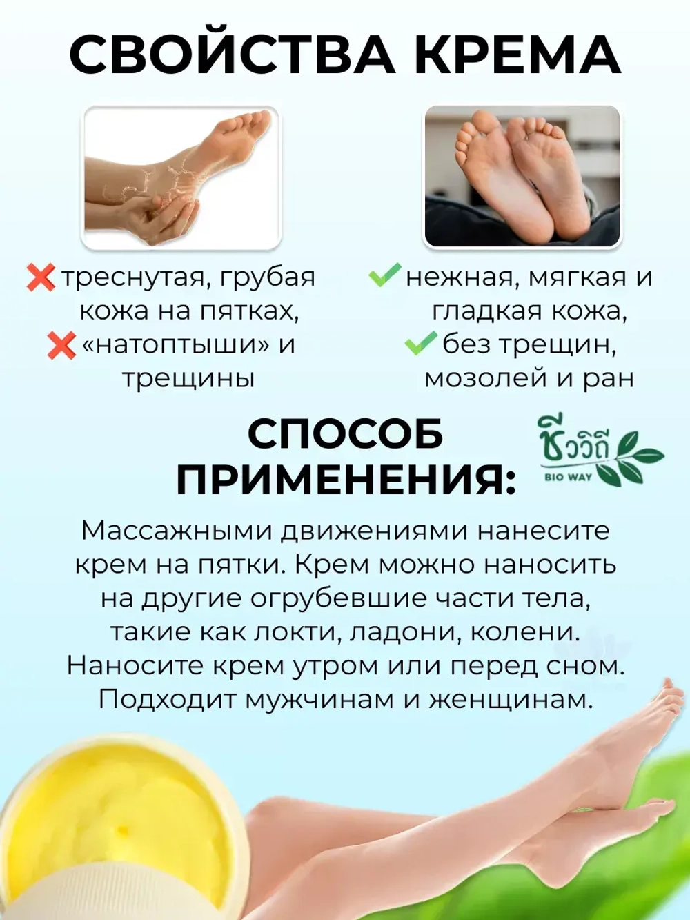 Крем против трещин на пятках ног, рук, локтей от сухости