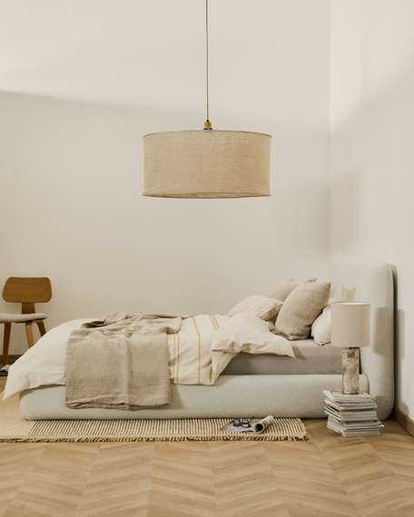 Кровать Martina со съемным чехлом из шенилла цвета экрю 160 x 200