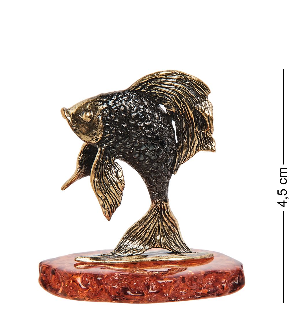 Народные промыслы AM- 324 Фигурка «Золотая рыбка» (латунь, янтарь)