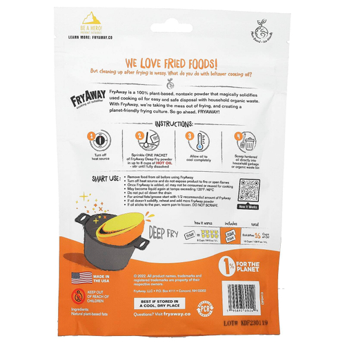 FryAway, отвердитель растительного масла, для обжарки, 2 пакетика, 120 г (4,2 унции)