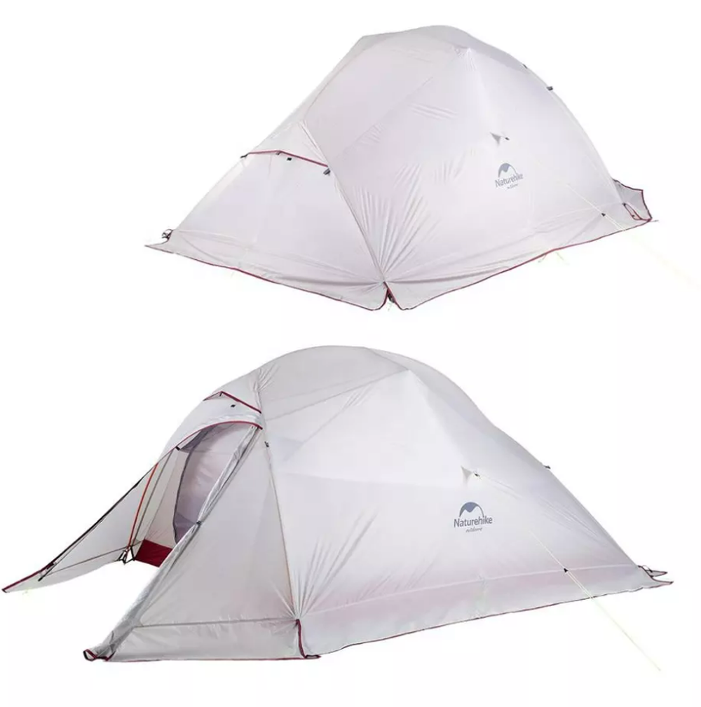Палатка Naturehike Cloud Up Si 3-местная, алюминиевый каркас,снежная юбка, сверхлегкая, серо-красная, артикул NH18T030-T-DLGSKR