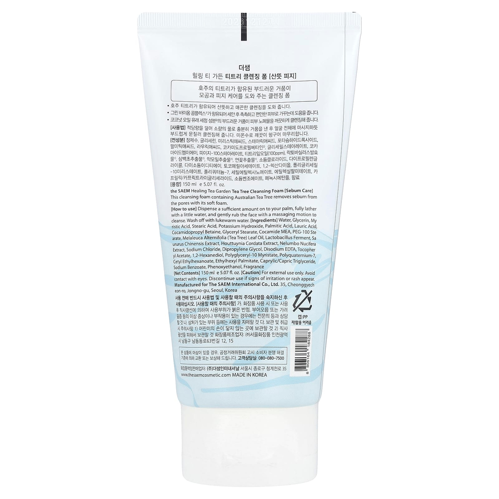 The Saem, Healing Tea Garden, очищающая пенка с чайным деревом, 150 мл (5,07 жидк. унц.)