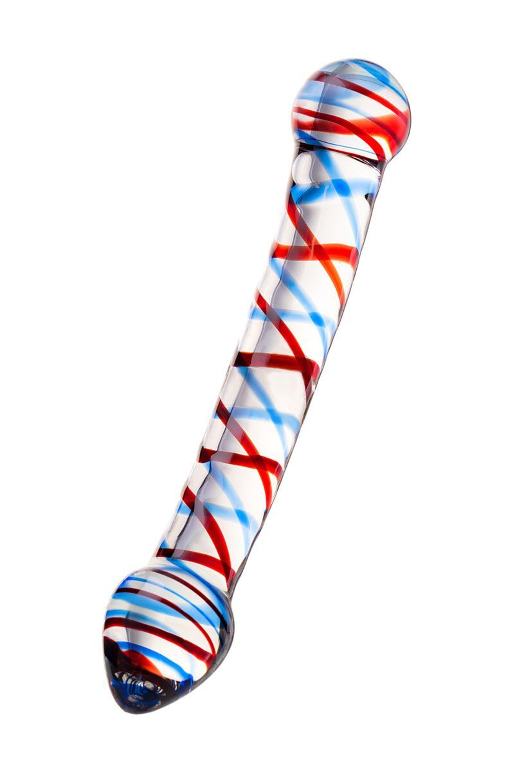 Фаллос стеклянный Sexus Glass, двусторонний, спирали, 21 см