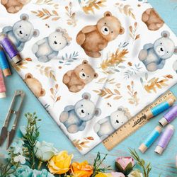 Ткань премиум мембрана медведи с осенними ветками