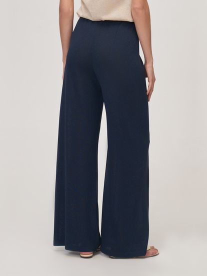 Женские брюки темно-синего цвета из вискозы - фото 5