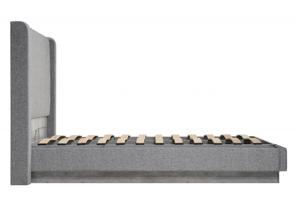 Кровать Woodville Tulip 160х200 с ПМ метрополитан грей, белая матовая