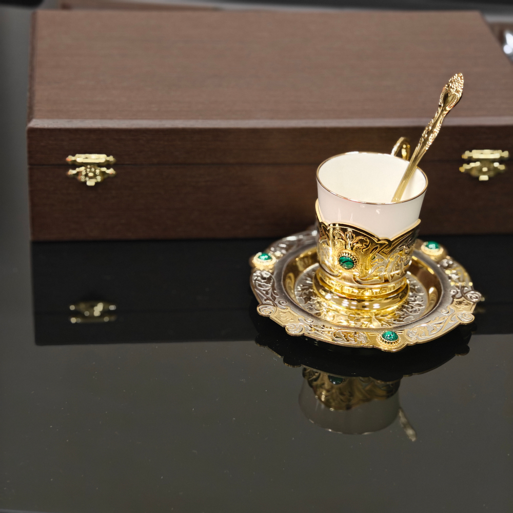 Кофейный набор Златоуст c малахитом "Утро"