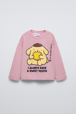 ZARA ЛОНГСЛИВ С ПРИНТОМ POMPOMPURIN © SANRIO, РОЗОВЫЙ
