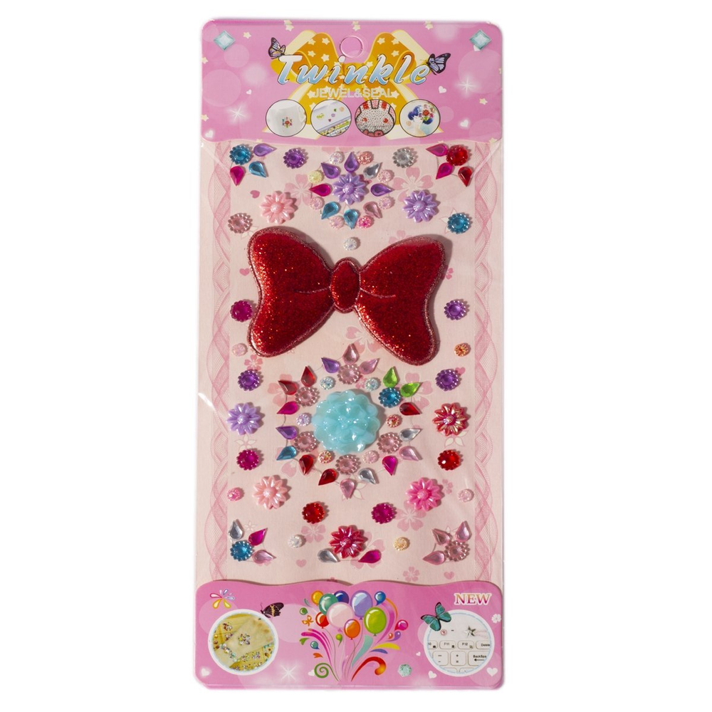 Наклейки-стразы Alingar, акриловые, "Бантик", крупный бант, цветы, пакет с европодвесом