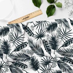 Ткань сатин черные листья