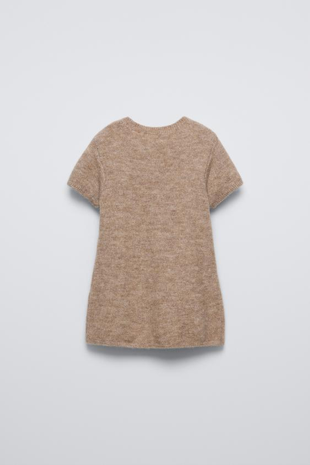 ZARA ТРИКОТАЖНОЕ ПЛАТЬЕ С КОРОТКИМИ РУКАВАМИ, ПЕСОЧНЫЙ