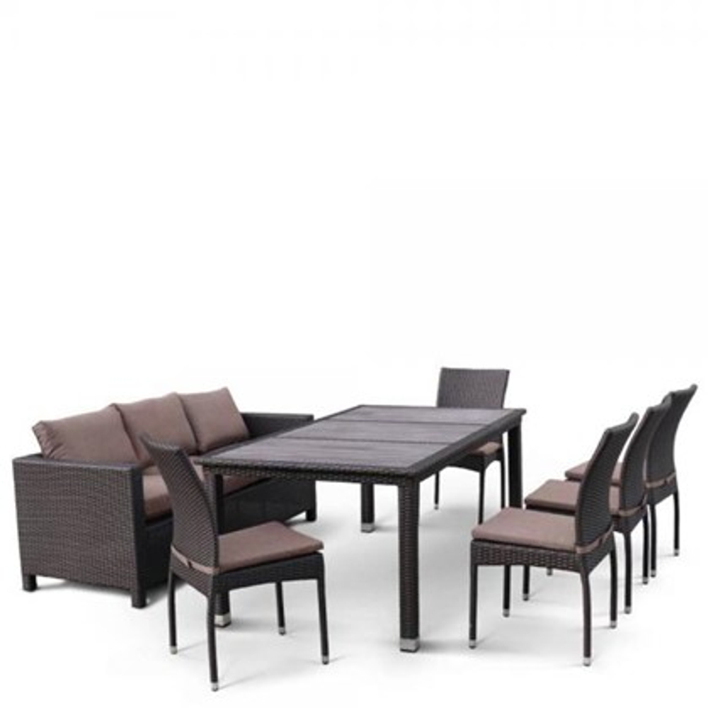 Обеденный комплект плетеной мебели T347/S65A/Y380A-W53 Brown 8PCS