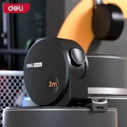 Рулетка "Home Series Black" Deli HT8316 3мх16мм (Эксклюзивный дизайн, корпус из софттач пластика, противоскользящая резиновая вставка, подарочная упаковка)