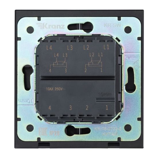 Выключатель STRONG 2 кл перекрестный (переключатель) 10А с/у антрацит KRANZ