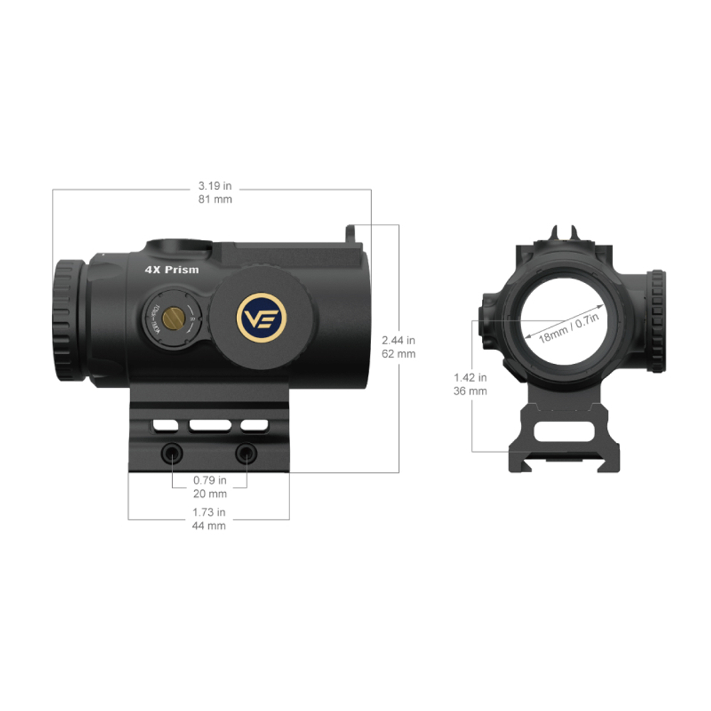 Пpизмaтичecкий прицел Vector Optics Paragon 4x24 Micro Prism (закрытый, 4х, объектив 24мм, weaver, IP67)