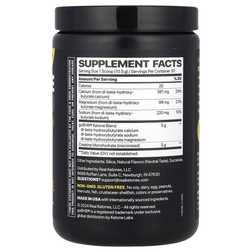 Real Ketones, Elevate, креатин BHB 5000, нейтральный, 316 г (11,1 унции)