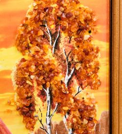 AMB-74/69 Картина «Домик у реки» (с янтарной крошкой) дер.краш.рамка 12х15