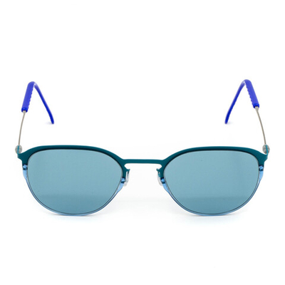 Бирюзовые солнцезащитные очки из титана со светло-синими линзами. Модель 21