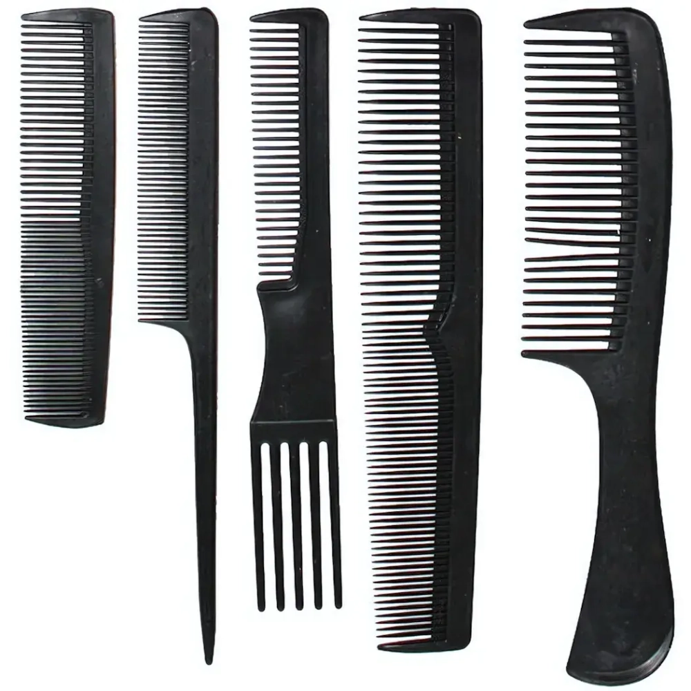 Расчески в наборе на блистере 5шт, цвет черный●