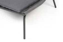 "Авиньон" кресло плетеное из роупа, каркас алюминий серый (RAL7022) муар, роуп серый круглый, ткань темно-серая 027